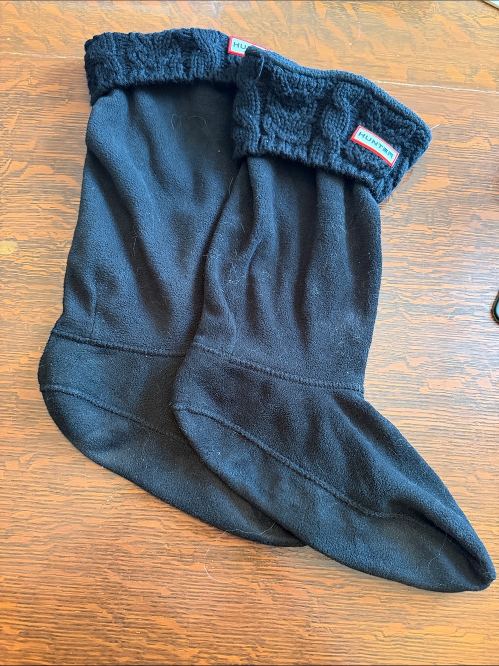 Hunter Black Cable Knit Boot Socks Size Xlarge
